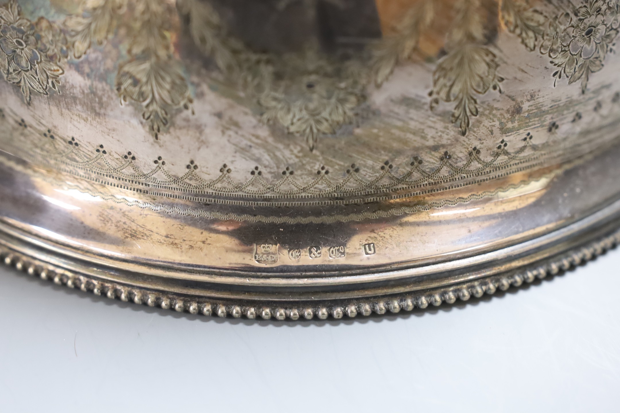 A Victorian silver plated meat dome, 35 cms long